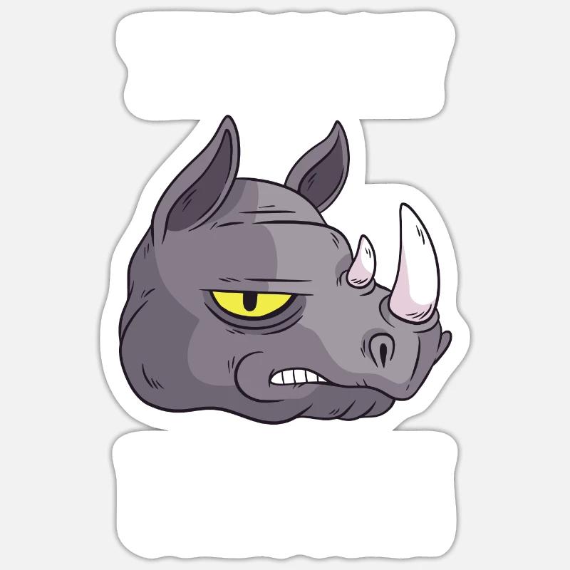 Nashorn - Sticker Größe S (10 x 10 cm) - Mattweiß