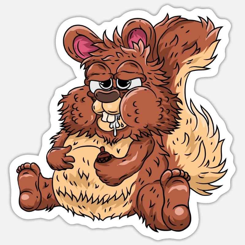 Dickes Eichhörnchen - Sticker Größe S (10 x 10 cm) - Mattweiß