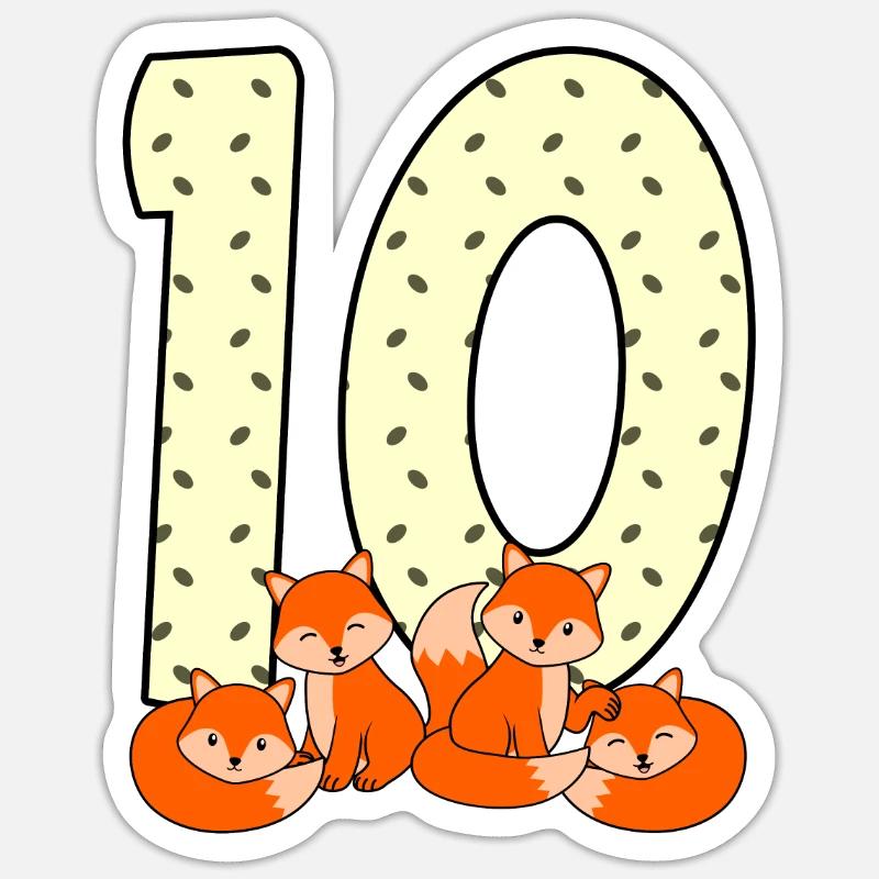 10. Geburtstag - Sticker Größe S (10 x 10 cm) - Mattweiß