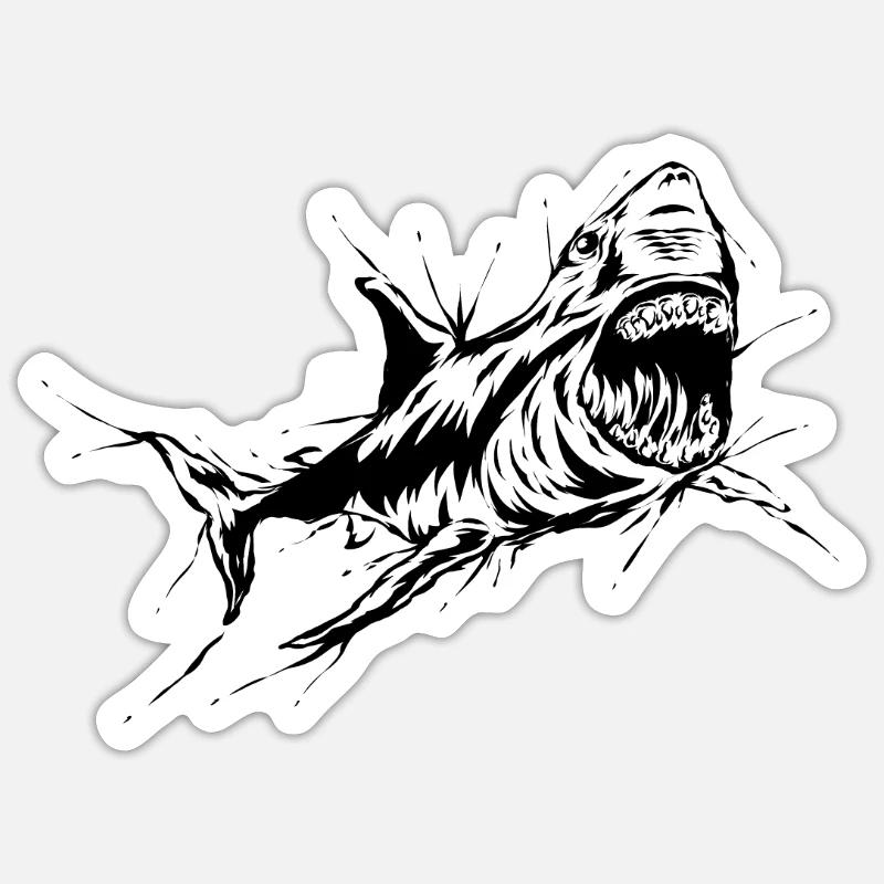Requin - Sticker taille S (10 x 10 cm) - blanc mat