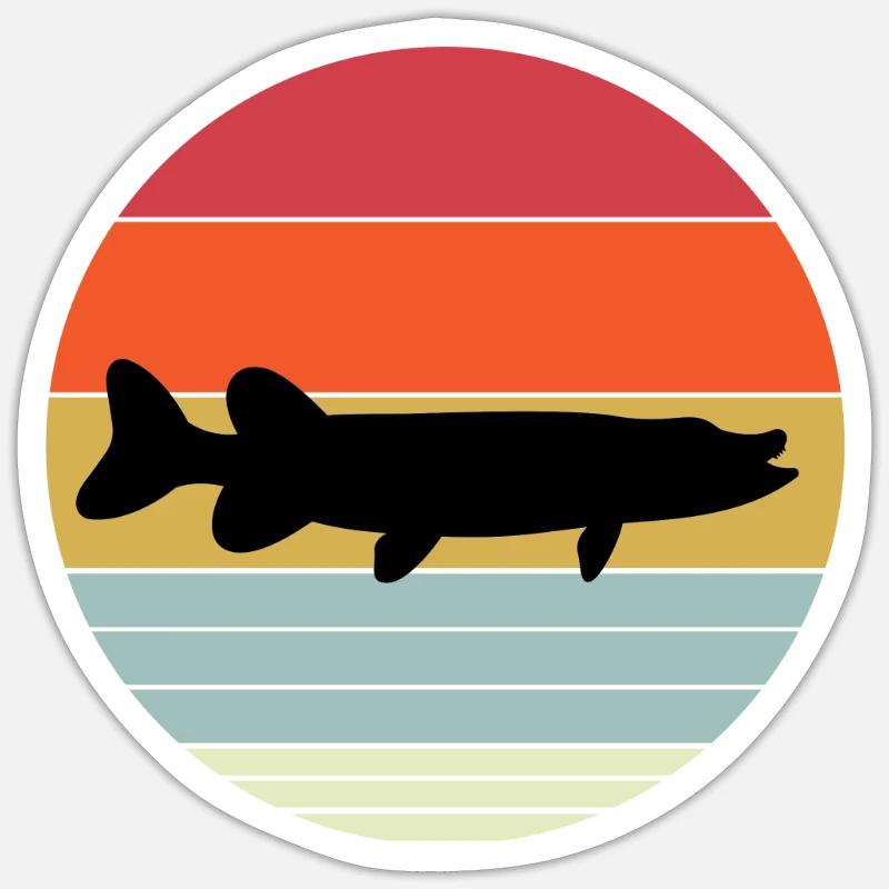 Hecht - Sticker Größe S (10 x 10 cm) - Mattweiß