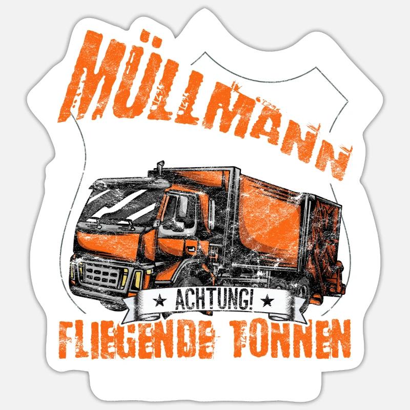 Müllwerker Müllabfuhr Müllmann - Sticker Größe S (10 x 10 cm) - Mattweiß