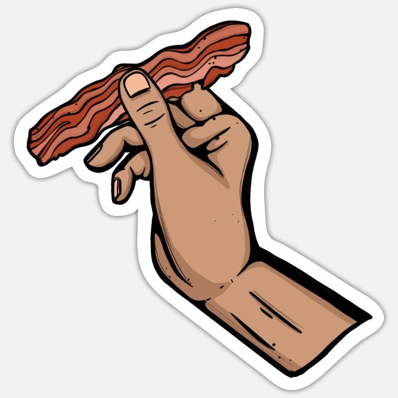 Bacon Bacon Petit déjeuner - Sticker taille S (10 x 10 cm) - blanc mat