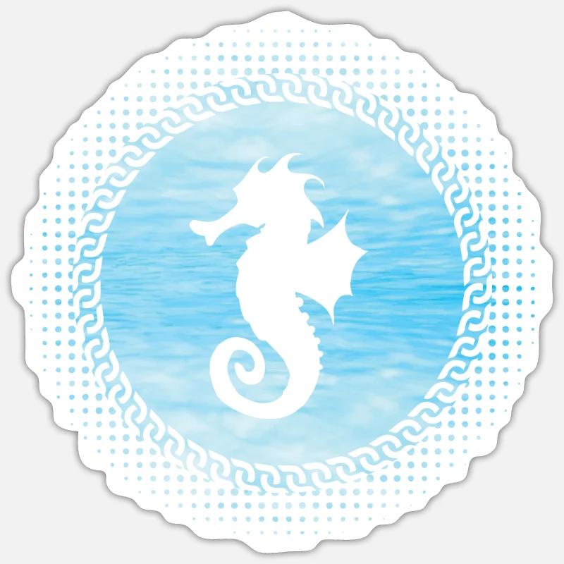 Hippocampe - Sticker taille S (10 x 10 cm) - blanc mat