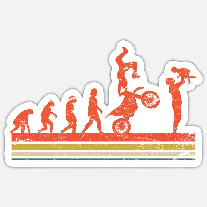 Biker Papa Evolution Motocross Motorradfahrer Sticker Größe S (10 x 10 cm)
