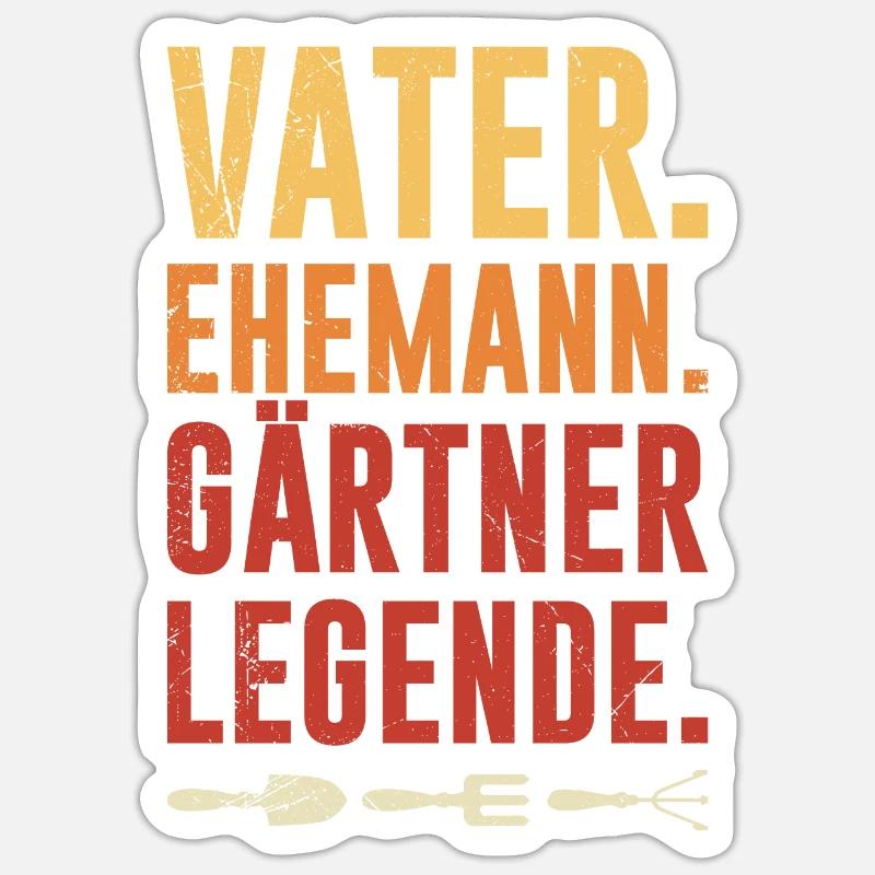 Vater Ehemann Gärtner Legende Gartenarbeit - Sticker Größe S (10 x 10 cm) - Mattweiß