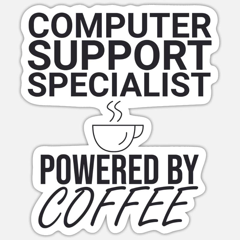 « Spécialiste du support informatique Coffee | Support informatique » - Sticker taille S (10 x 10 cm) - blanc mat