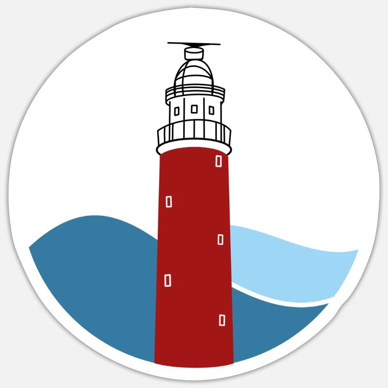 Phare Eierland Texel - Sticker taille S (10 x 10 cm) - blanc mat