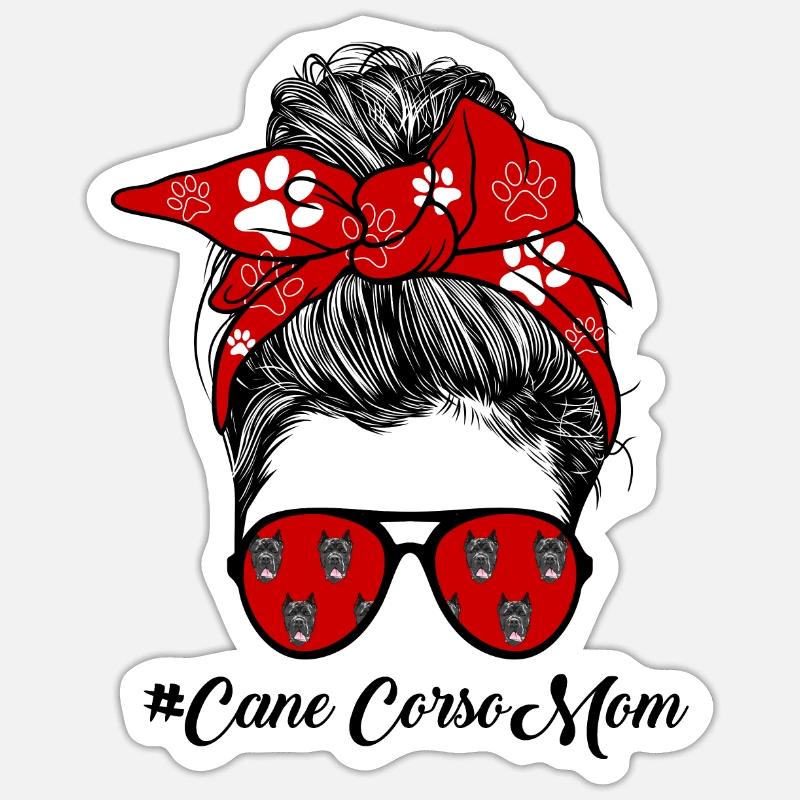 Cane Corso Mama Unordentliches Brötchen Cane Corso - Sticker Größe S (10 x 10 cm) - Mattweiß
