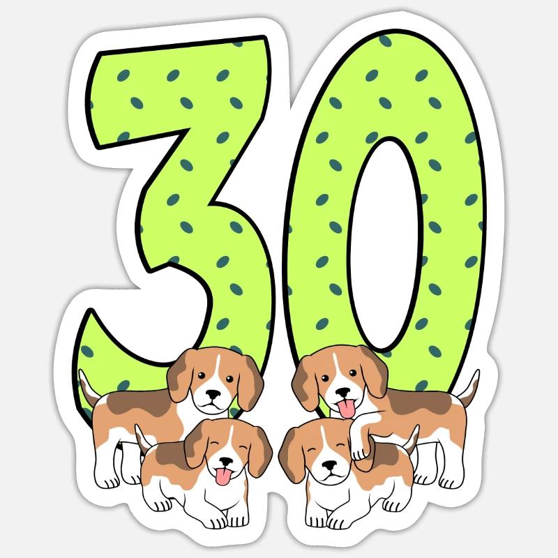 30th birthday - Sticker size S (10 x 10 cm) - white matte