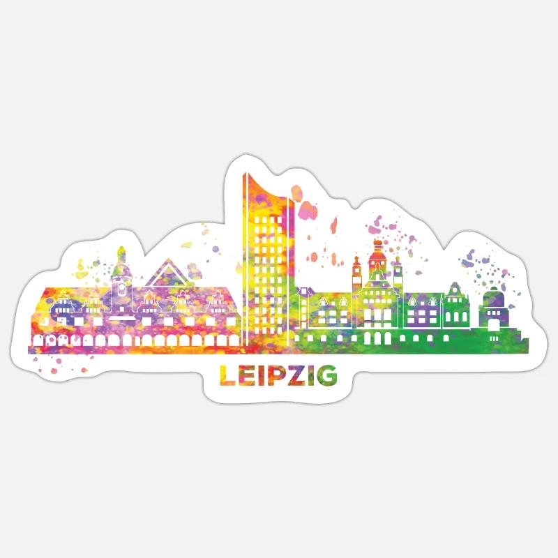 Leipzig Skyline Coloré Leipzig Uniriese Sticker taille S (10 x 10 cm)