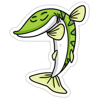 Dabbing Dab Hecht Fisch - Sticker Größe S (10 x 10 cm) - Mattweiß - Vorne