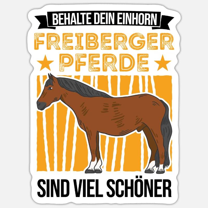 Freiberger Pferd Einhorn - Sticker Größe S (10 x 10 cm) - Mattweiß