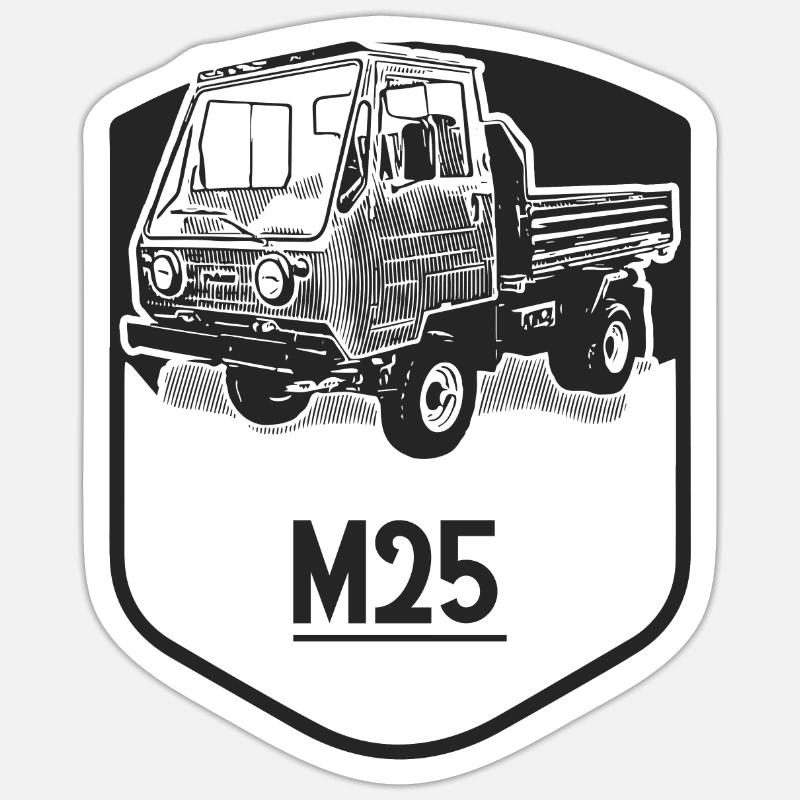 M25 Multicar - Sticker taille S (10 x 10 cm) - blanc mat