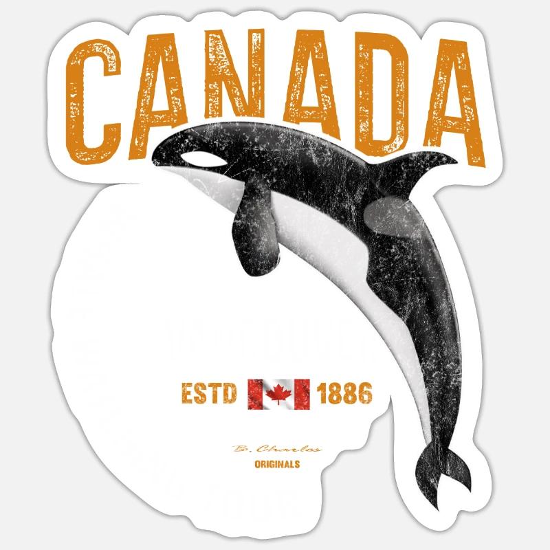 Canada Vancouver Wal Orca Geschenk - Sticker Größe S (10 x 10 cm) - Mattweiß