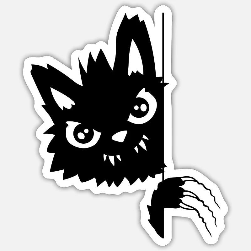 Scratching Evil Cat - Sticker size S (10 x 10 cm) - white matte