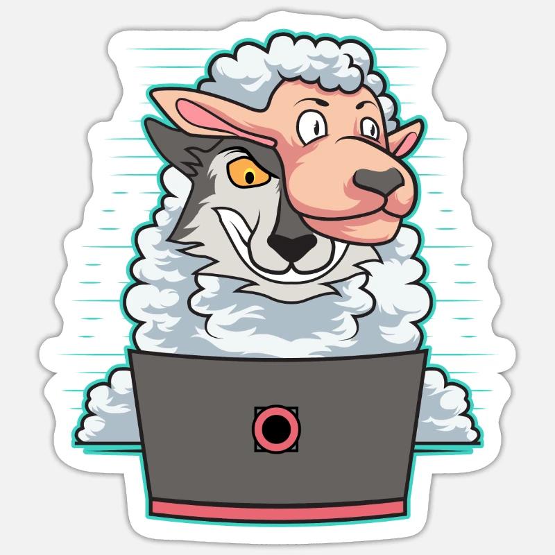 Hacker Wolf In Sheep's Clothing Cybersecurity Sticker size S (10 x 10 cm)