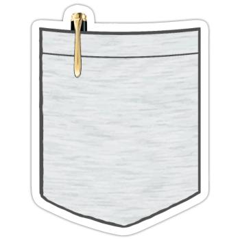 Brusttasche mit Kugelschreiber - Sticker Größe S (10 x 10 cm) - Mattweiß - Vorne