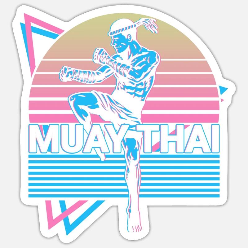 Muay Thai Retro Geschenk - Sticker Größe S (10 x 10 cm) - Mattweiß