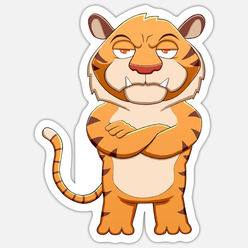 Tigre en colère - Sticker taille S (10 x 10 cm) - blanc mat