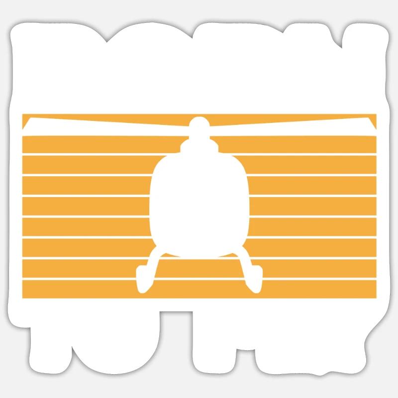Helikopter Hubschrauber Pilot Heli - Sticker Größe S (10 x 10 cm) - Mattweiß