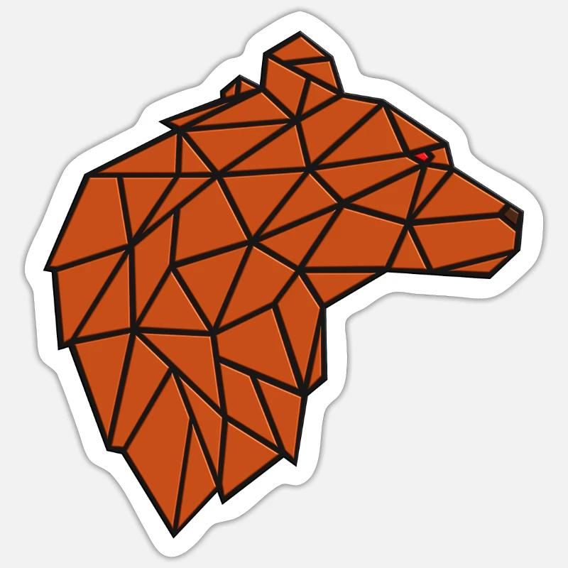 BEAR POLYGON BROWN BEAR LINEAR ART GRAPHIC Sticker size S (10 x 10 cm)