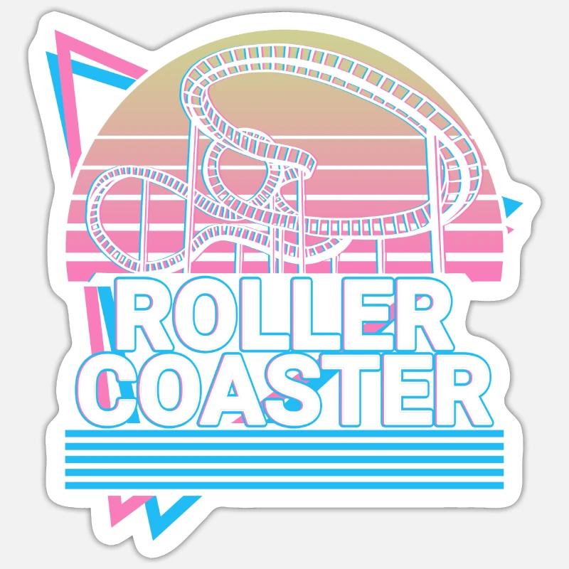Roller Coaster Retro Cadeau - Sticker taille S (10 x 10 cm) - blanc mat
