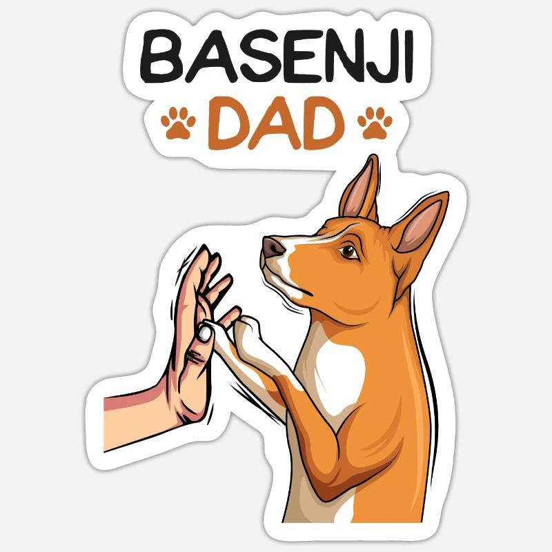 Basenji Chiens Papa Maître - Sticker taille S (10 x 10 cm) - blanc mat