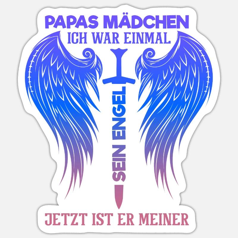 Papas Mädchen Ich War Einmal Sein Engel - Sticker Größe S (10 x 10 cm) - Mattweiß
