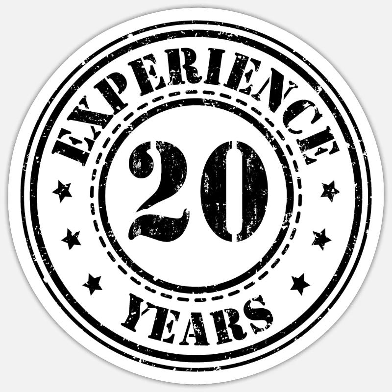 20 ans d’expérience 20 ans - Sticker taille S (10 x 10 cm) - blanc mat