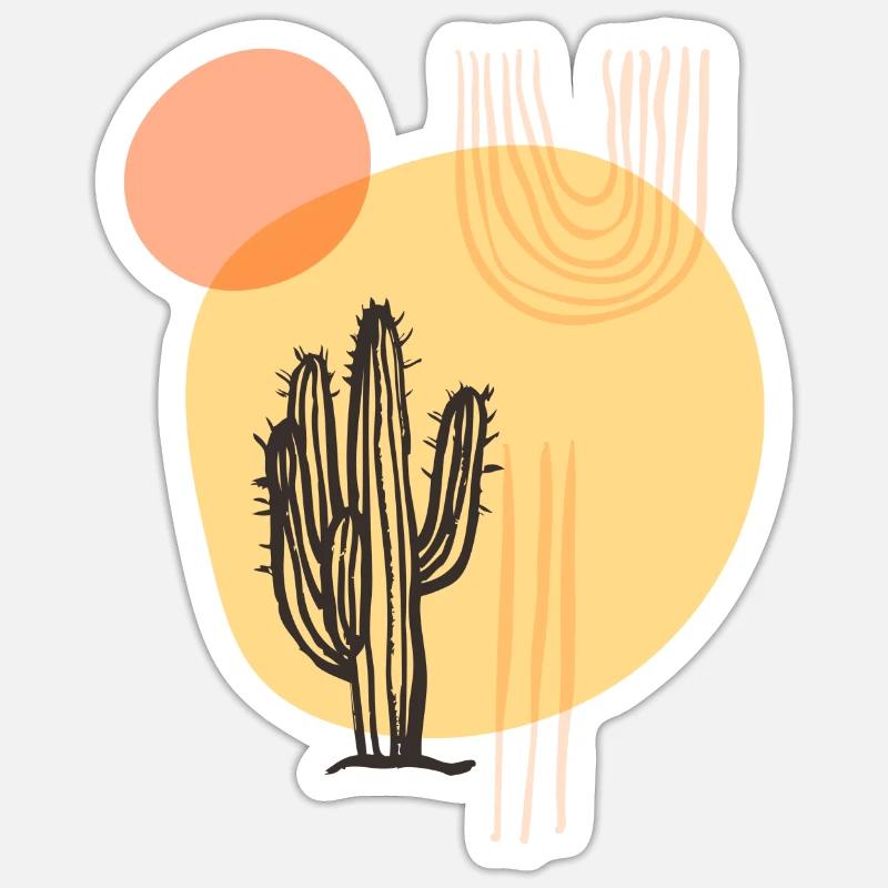 Boho Cactus Botanique Désert Nature Boho Moderne - Sticker taille S (10 x 10 cm) - blanc mat
