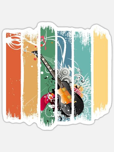 Retro Electric Guitar Pick Guitarists Musicians - Sticker Größe S (10 x 10 cm) - Mattweiß
