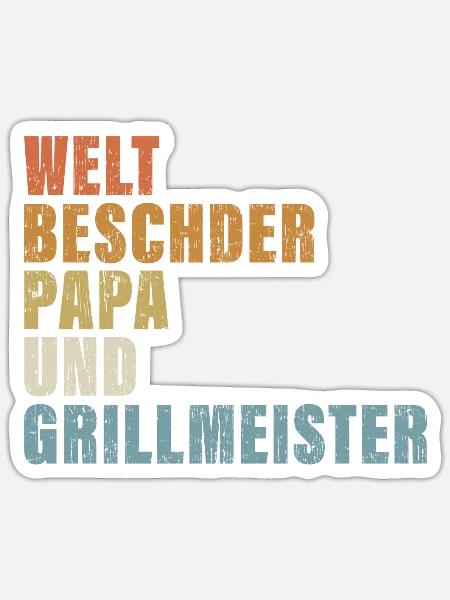 Beschder Papa Vatertag Schwäbisch Grillmeister - Sticker Größe S (10 x 10 cm) - Mattweiß