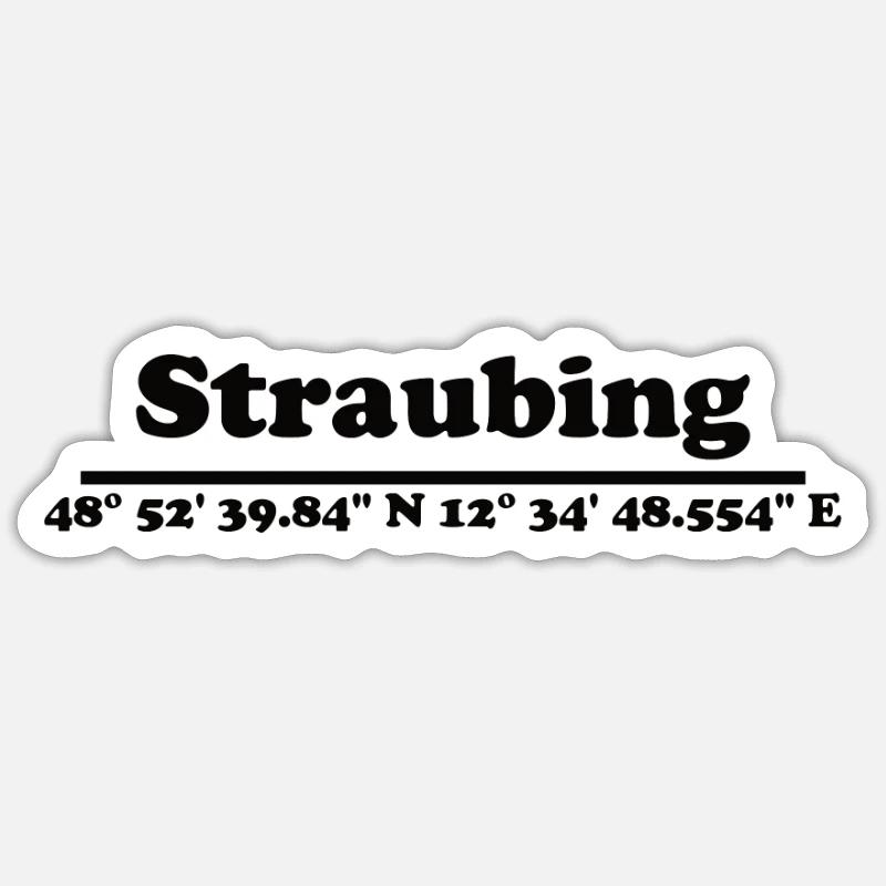Coordonnées de Straubing - Sticker taille S (10 x 10 cm) - blanc mat