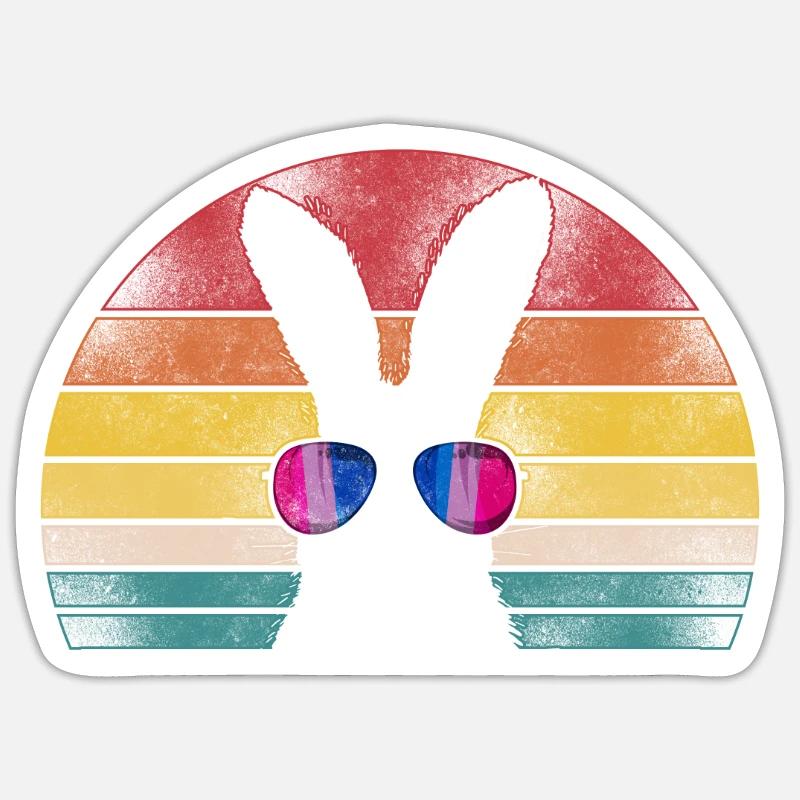Bisexual Bi Pride Flag Rabbit - Sticker Größe S (10 x 10 cm) - Mattweiß