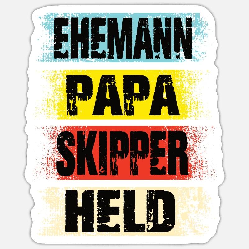 Ehemann Papa Skipper Held - Sticker Größe S (10 x 10 cm) - Mattweiß