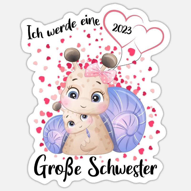Ich Werde Eine Große Schwester 2023 - Sticker Größe S (10 x 10 cm) - Mattweiß