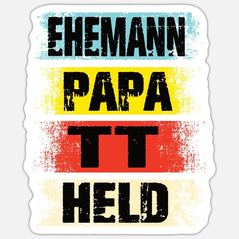 Ehemann Papa Pferde Held - Sticker Größe S (10 x 10 cm) - Mattweiß