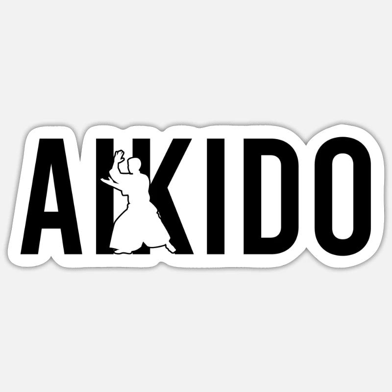 Aïkido - Sticker taille S (10 x 10 cm) - blanc mat