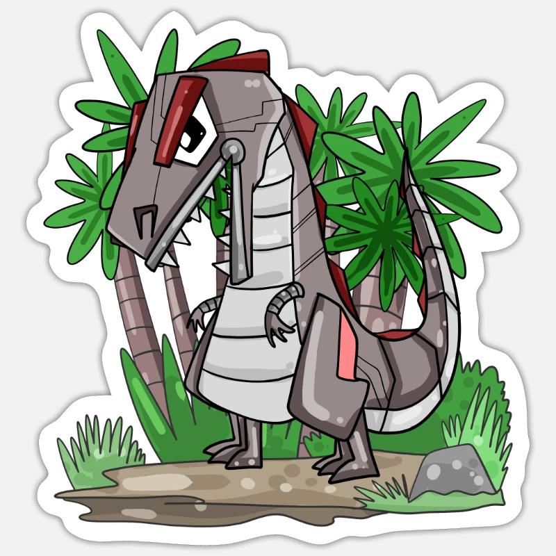 Robot dinosaure - Sticker taille S (10 x 10 cm) - blanc mat