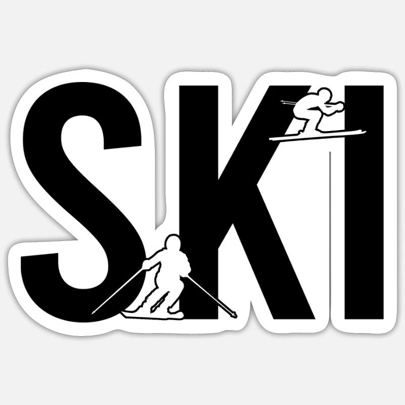 Ski - Sticker taille S (10 x 10 cm) - blanc mat