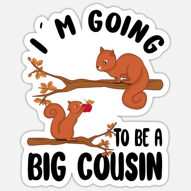 Ich werde große Cousine Eichhörnchen Mädchen Sticker Größe S (10 x 10 cm)