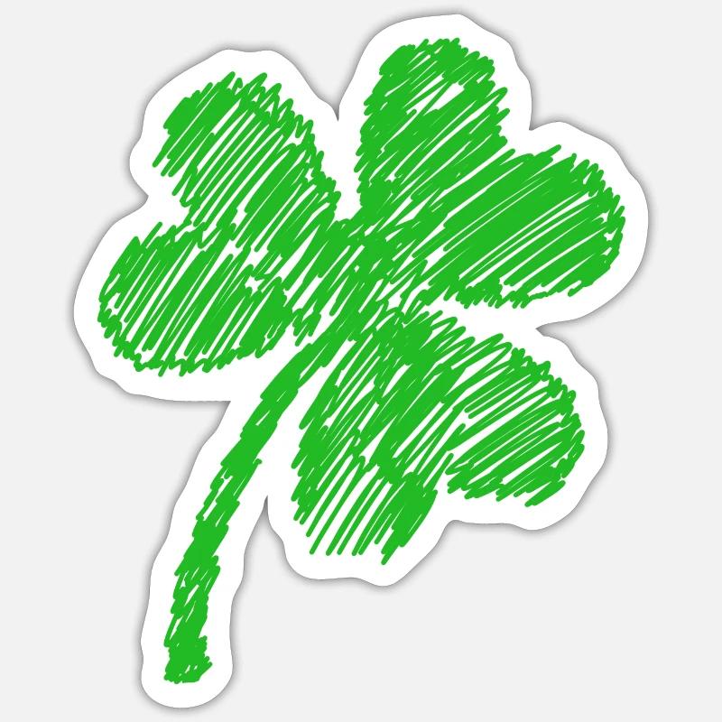three-leaf clover green doodle Sticker size S (10 x 10 cm)