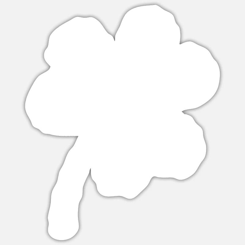 three-leaf clover white doodle Sticker size S (10 x 10 cm)