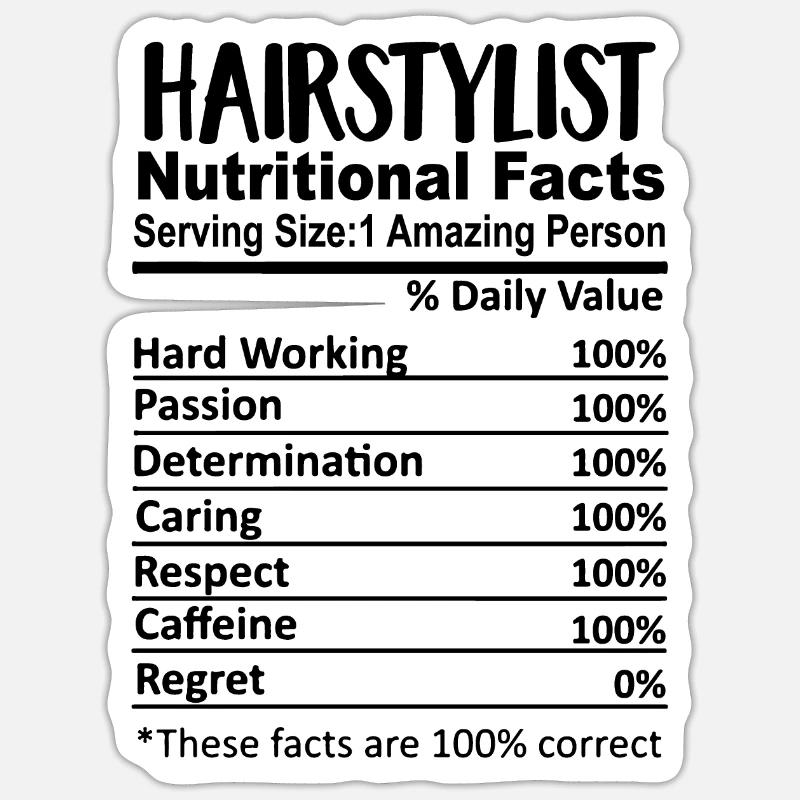 Coiffure Valeur nutritive Drôle - Sticker taille S (10 x 10 cm) - blanc mat