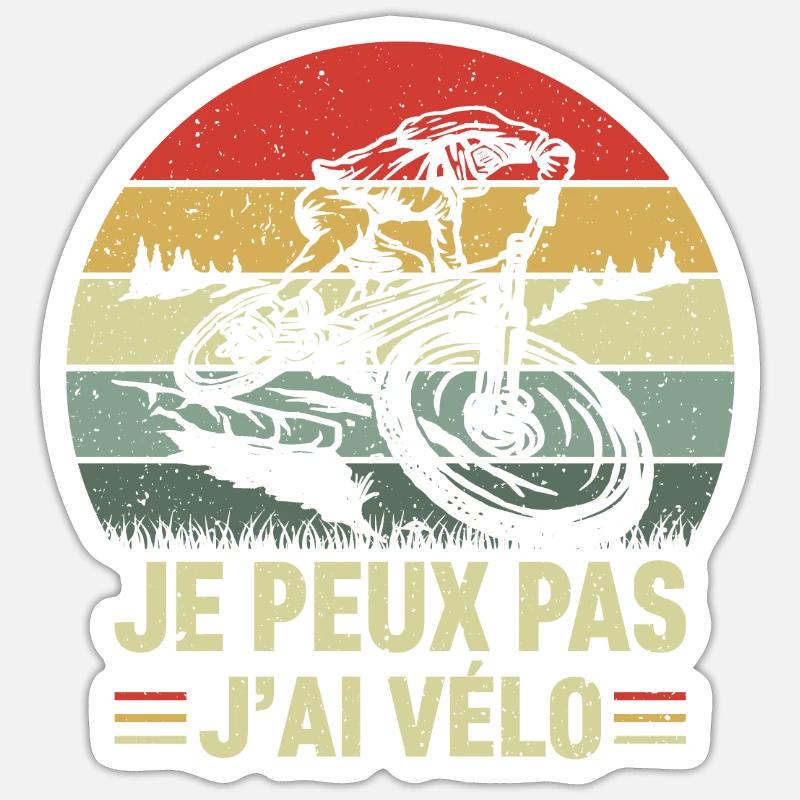 Je Peux Pas J'ai Vélo - Sticker taille S (10 x 10 cm) - blanc mat