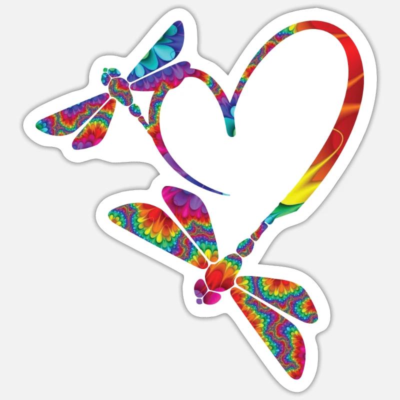 Cœur de libellule - Sticker taille S (10 x 10 cm) - blanc mat