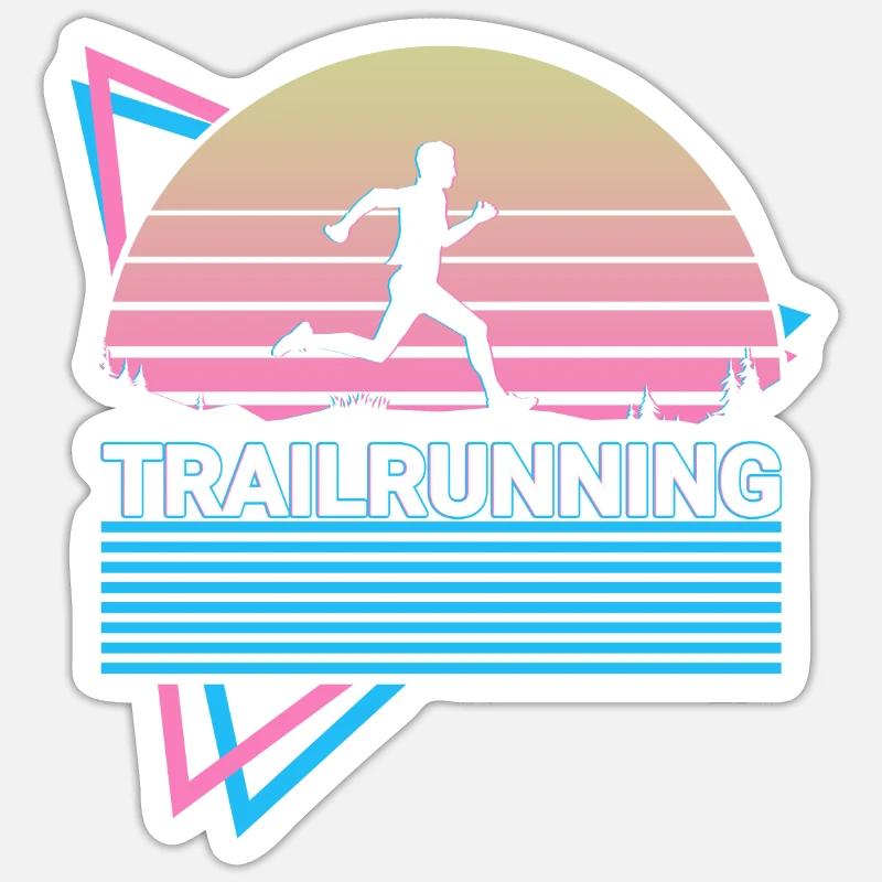 Trail Running Trail Runner Rétro - Sticker taille S (10 x 10 cm) - blanc mat