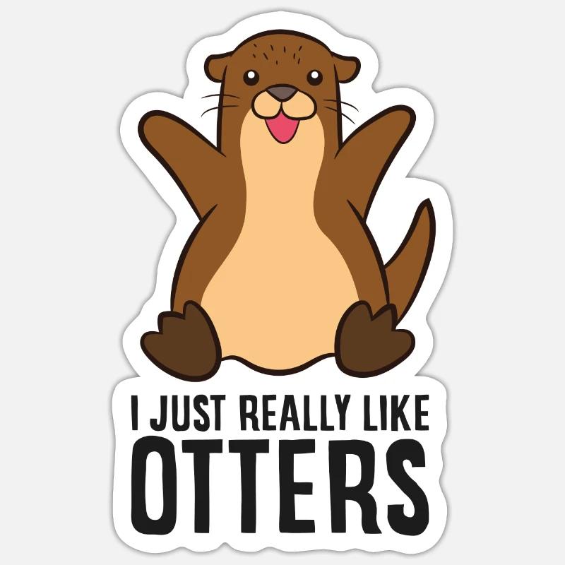 J’aime vraiment Otter - Sticker taille S (10 x 10 cm) - blanc mat
