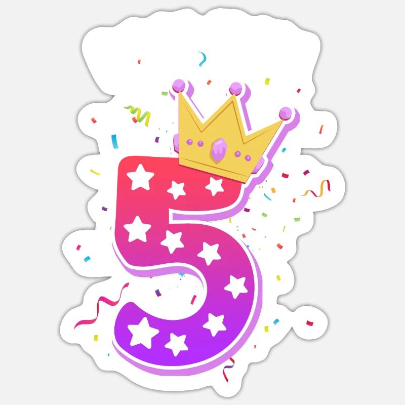 Ich bin schon 5 Jahre 5. Geburtstag Mädchen - Sticker Größe S (10 x 10 cm) - Mattweiß